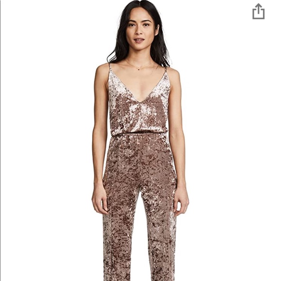 BB Dakota Pants - Bb Dakota Crushed Velvet Pink Jumpsuit Cassandra